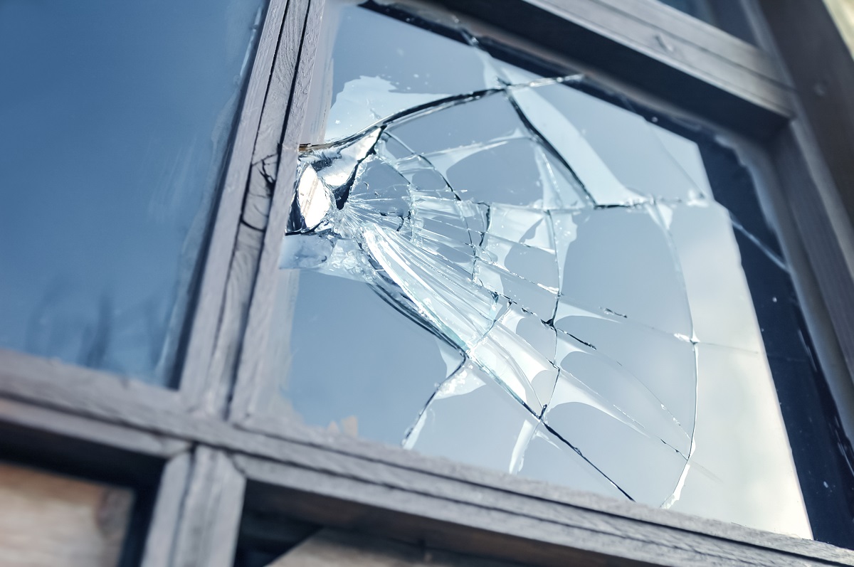 Broken glass window