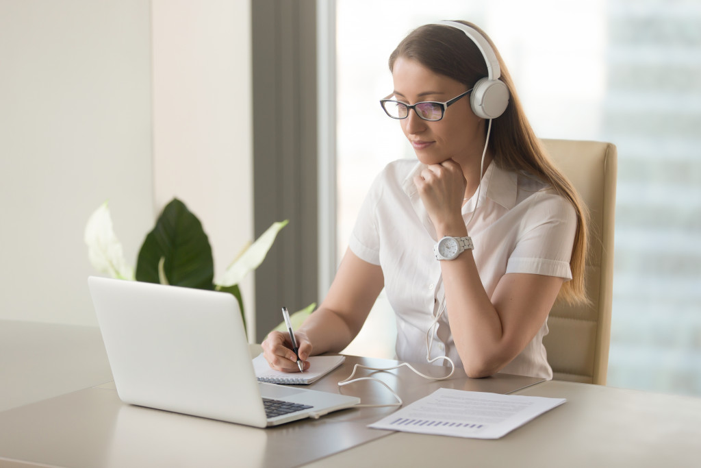 woman studying