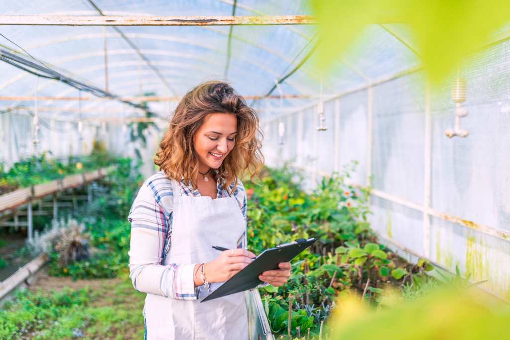 working in a greenhouse