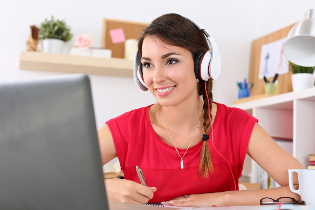 woman working remotely