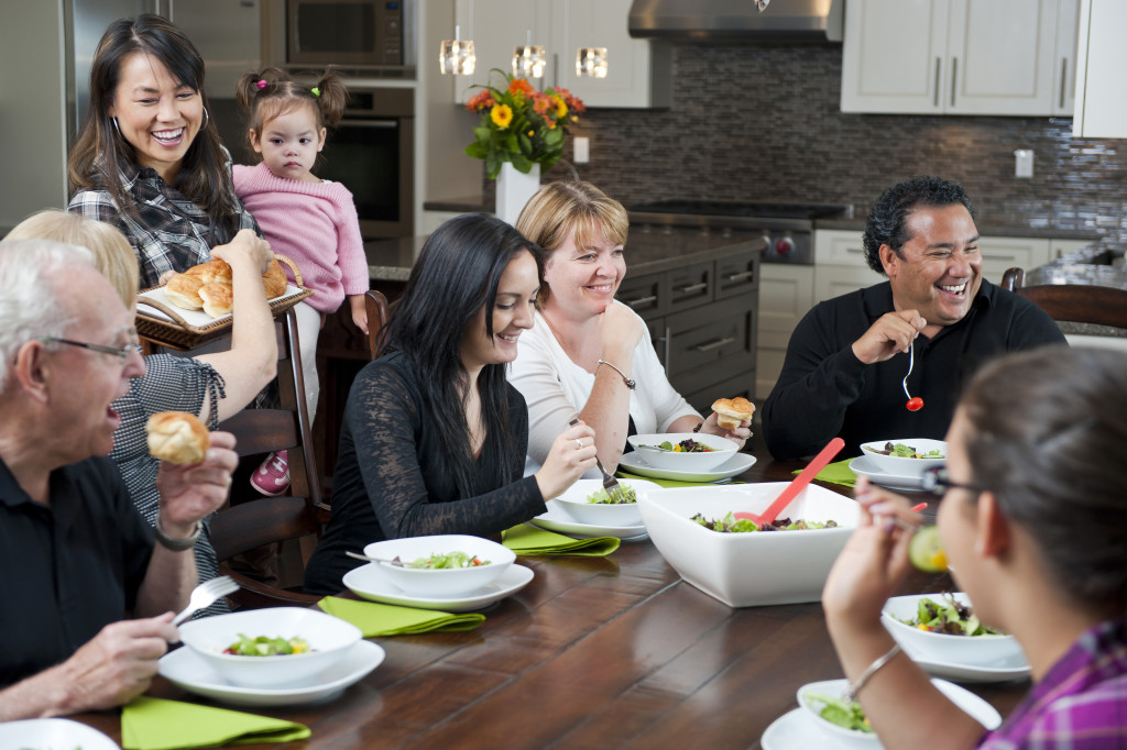 family having lunch