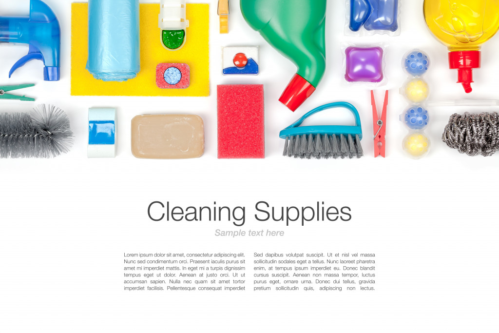 all types of cleaning supplies used for cleaning purposes