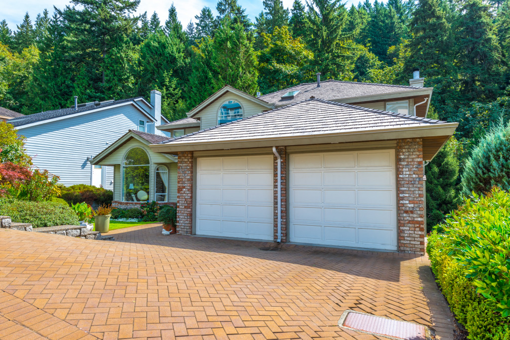 a house carport with bricked walls