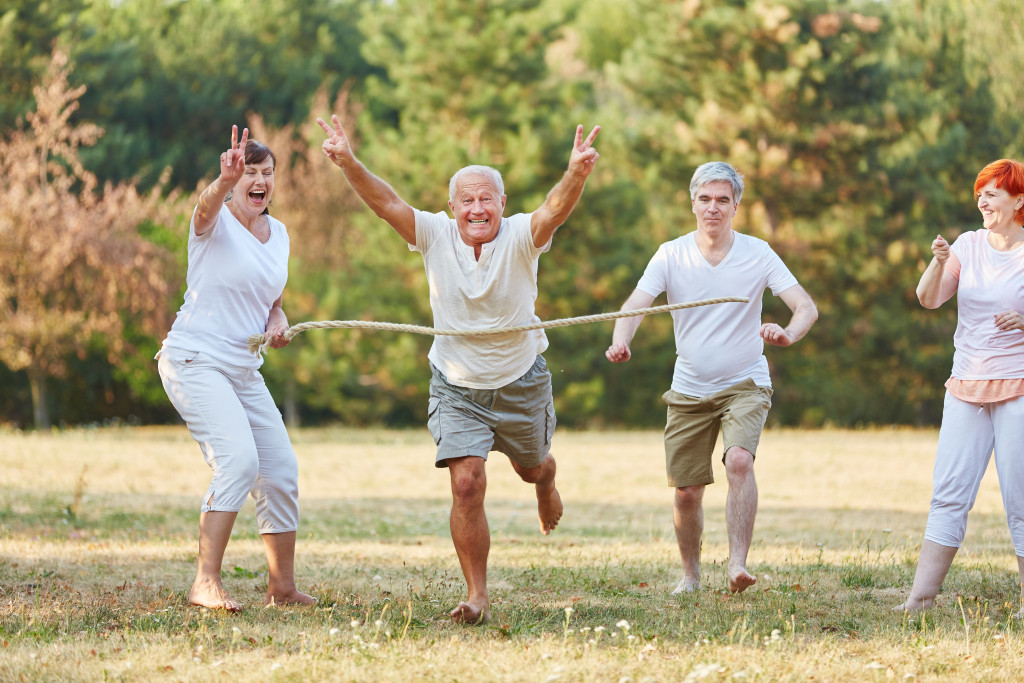 senior man spending time with family